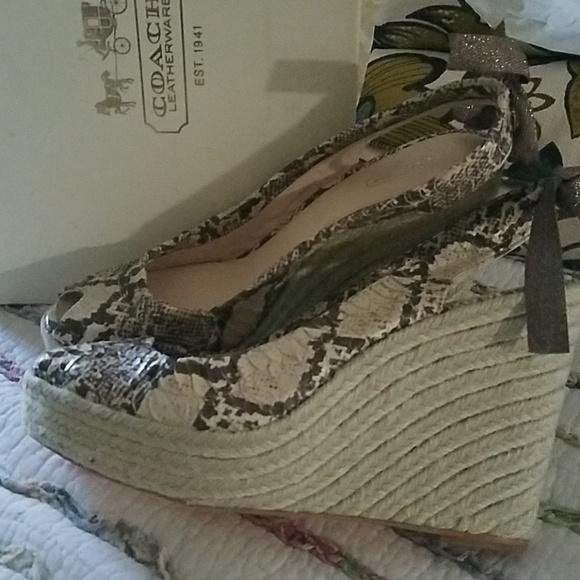 NIB COACH Maritza Platform Espadrille Wedges 9 - Picture 2 of 7